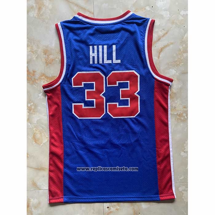 Camiseta Detroit Pistons Grant Hill NO 33 Mitchell & Ness 1995-96 Azul